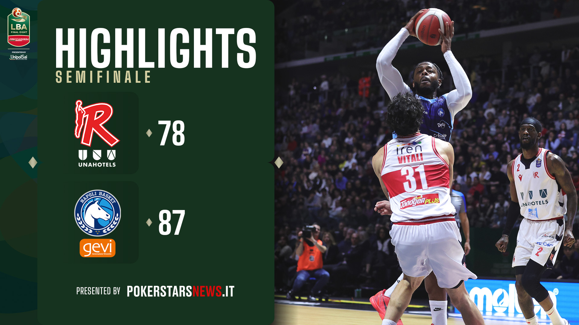 immagine - UNAHOTELS Reggio Emilia - Generazione Vincente Napoli Basket